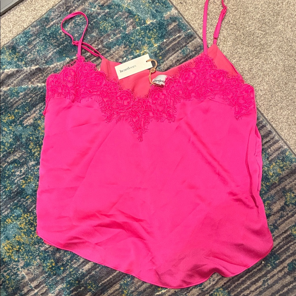 Pink Lace Trim Cami Top NWT